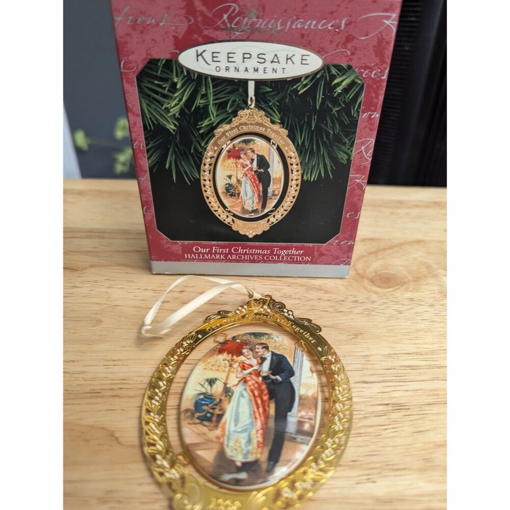 Hallmark LaDene Votruba 1998 Our First Chrtimas Together Ceramic Brass ornament